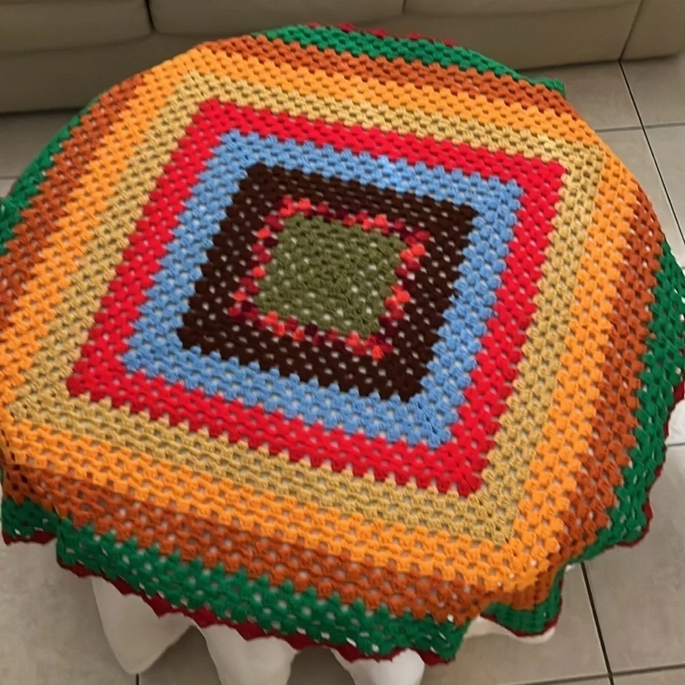 Handmade Afghan Throw Blanket 43” Square